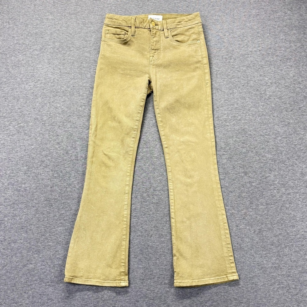 FRAME Le Crop Mini Boot Jeans Womens 26 Green Stretch Bootcut Surplus 26x26
